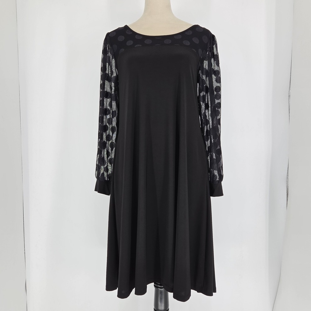 Womens Polka Dot Mesh Sleeve Formal Midi Dress Small Whimsigoth Party Dark Fairy - Picture 1 of 12